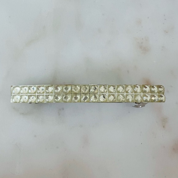 Set of two vintage hair clips crystal and pearls - Picture 4 of 7